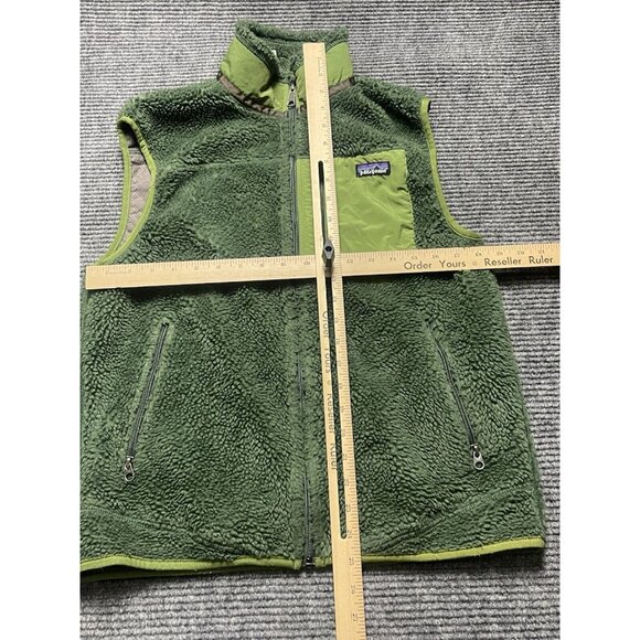 Patagonia Vest Men's  Medium Retro-X Deep Pile Fleece Sherpa Forest Green Hike - Picture 4 of 10